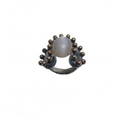 Silver Moon Stone Ring