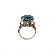  Silver Blue Quartz Ring