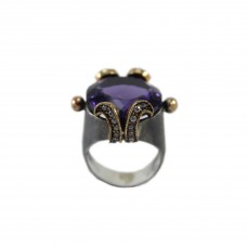 Silver Amethyst-CZ Ring 