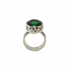 Silver Green Quartz Ring 