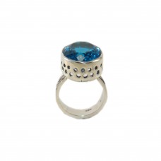 Silver Blue Quartz Ring