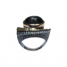 Silver Black Star Diopside Ring