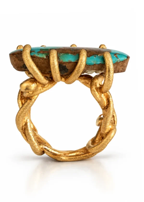 Raw Matrix Turquoise Braided Band Statement Ring - Image 2