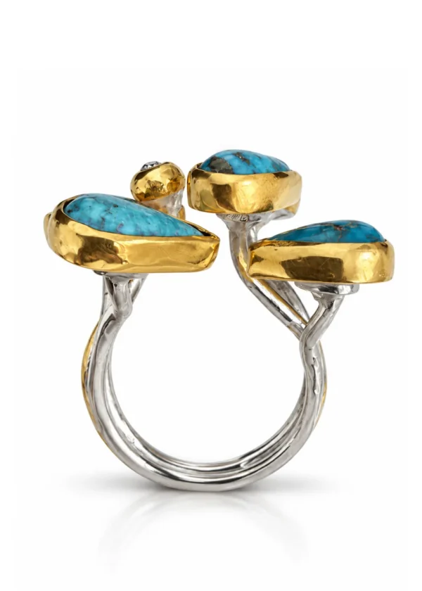 Fiery Carnelian Cabochon Twisted Gold Ring - Image 2