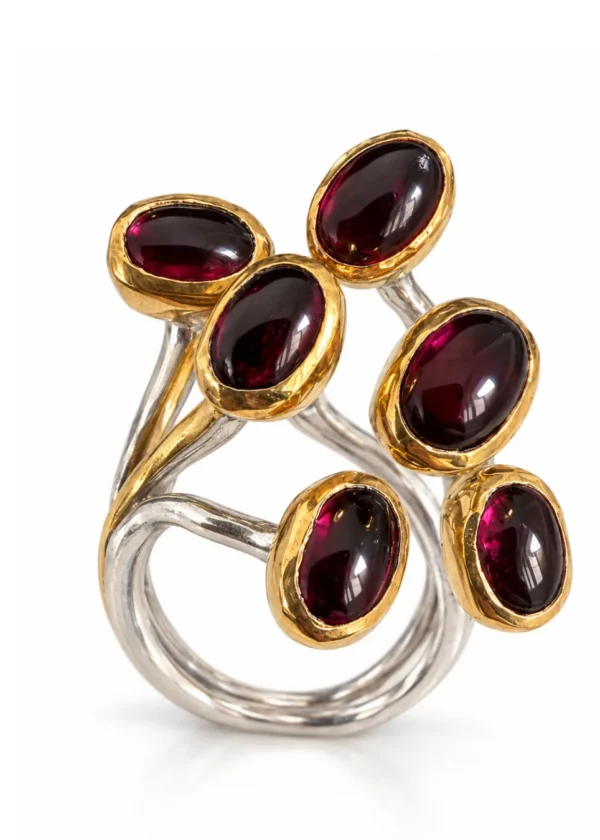 Banded Malachite Oval Statement Cocktail Ring - Image 1