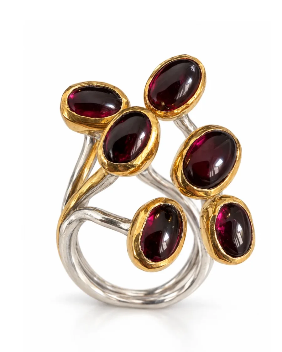 Banded Malachite Oval Statement Cocktail Ring