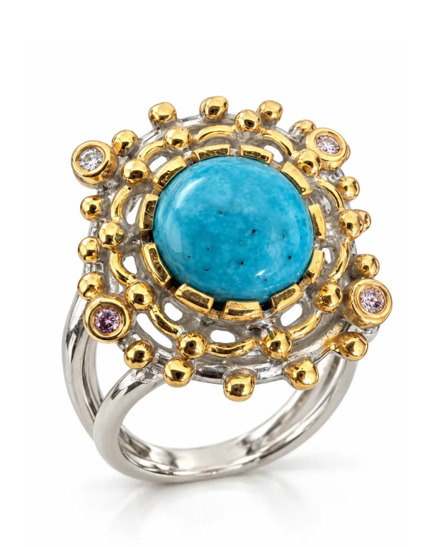 Midnight Onyx Hexagonal Statement Silver Ring