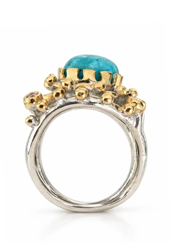 Midnight Onyx Hexagonal Statement Silver Ring - Image 2