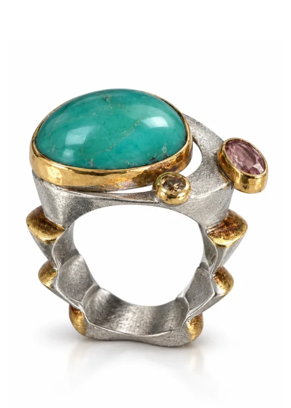 Tranquil Amazonite Bezel-Set Stacking Ring - Image 1