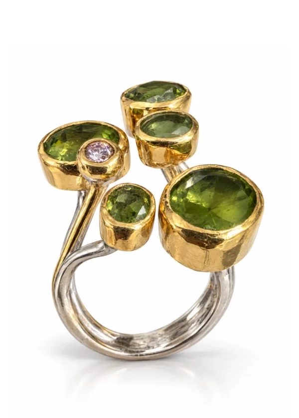 Verdant Ruby Zoisite Sculptural Band Ring - Image 1