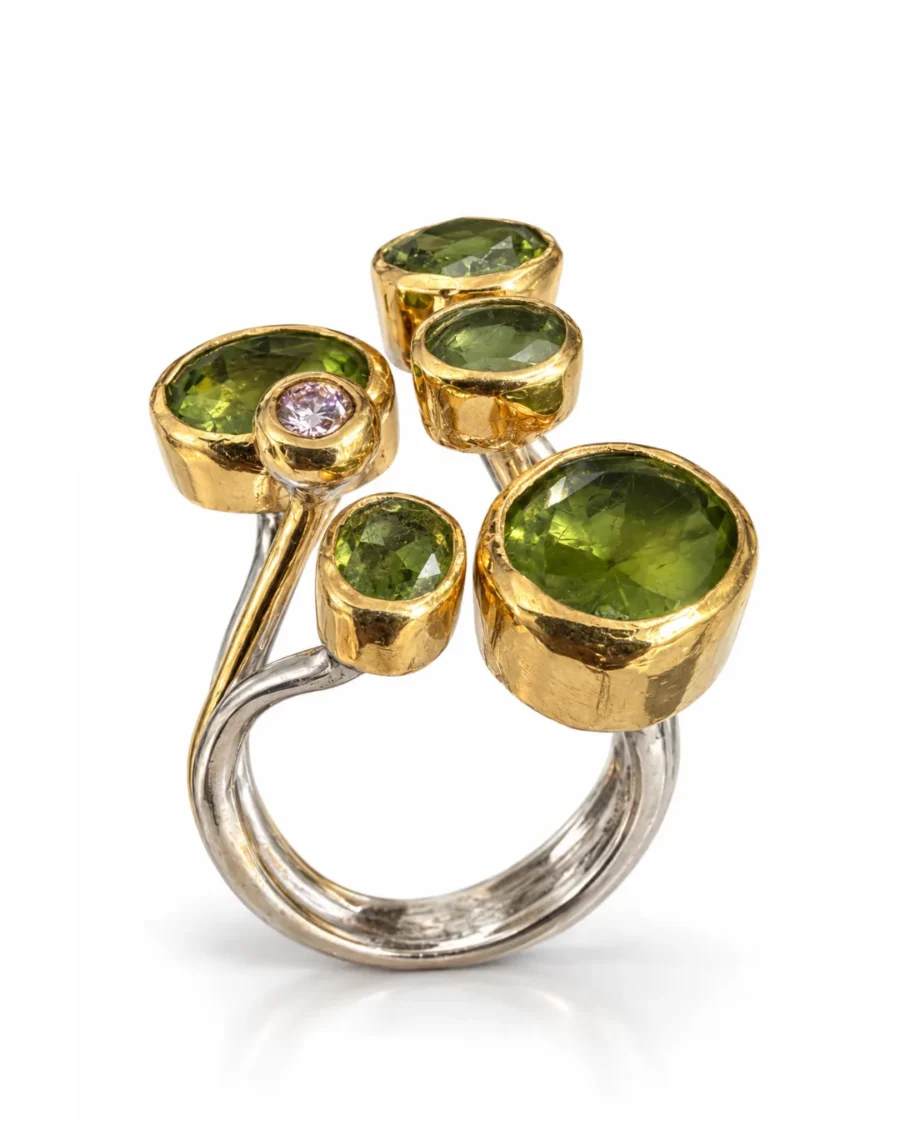 Verdant Ruby Zoisite Sculptural Band Ring