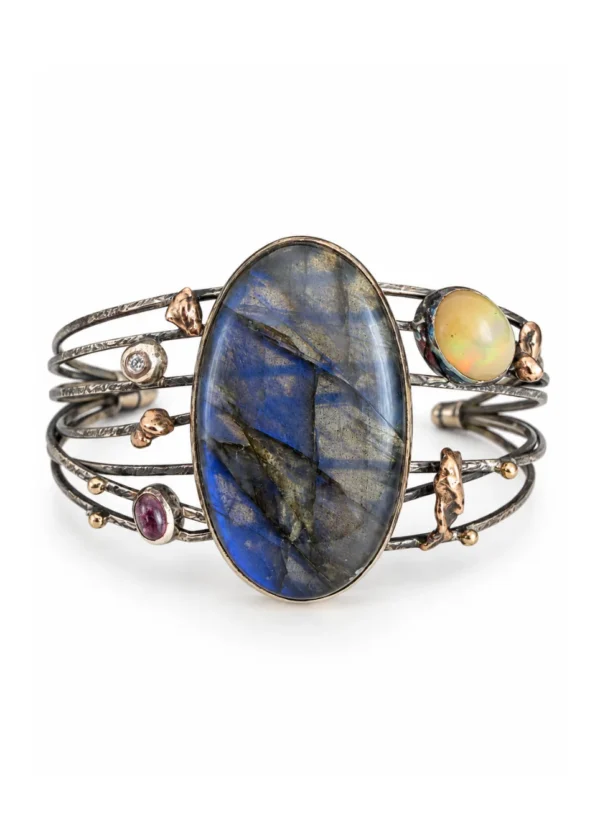Mystic Labradorite & Opal Multistrand Cuff - Image 1