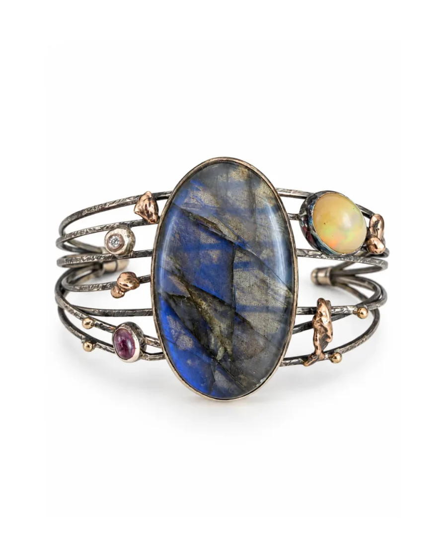 Mystic Labradorite & Opal Multistrand Cuff