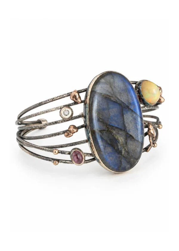 Mystic Labradorite & Opal Multistrand Cuff - Image 2