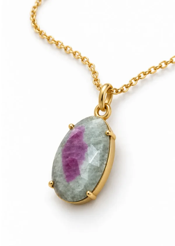 Imperial Amethyst Geode Slice Pendant Chain - Görsel 2
