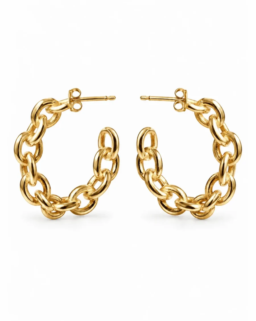 Bold Interlocking Chain Link Hoop Earrings