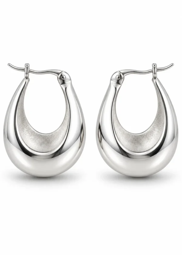 Bold Interlocking Chain Link Hoop Earrings - Image 2