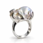 Baroque Pearl Sculptural Silver Ring - handcrafted by Silverely