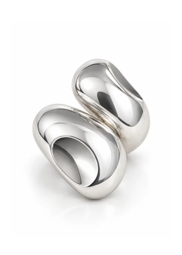 Bold Sculptural Polished Silver Statement Ring - handcrafted by Silverely