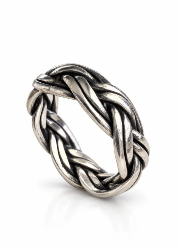 Braided Oxidized Silver Band Ring - handcrafted by Silverely
