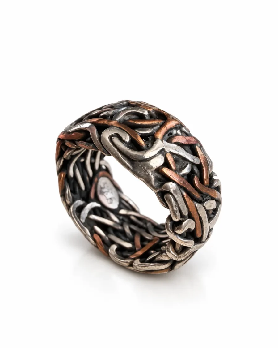 Byzantine Weave Copper & Silver Band Ring Byzantine Weave Copper & Silver Band Ring - handcrafted by Silverely