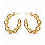 Chunky Chain Link Gold Hoop Earrings - handcrafted by Silverely