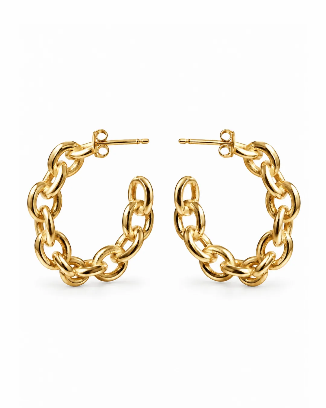 Chunky Chain Link Gold Hoop Earrings - handcrafted by Silverely