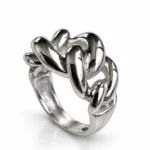 Chunky Curb Chain Link Polished Silver Ring - handcrafted by Silverely