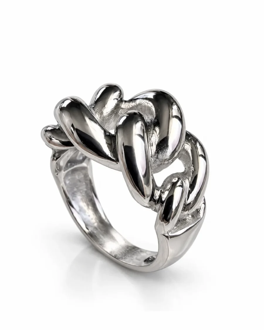 Chunky Curb Chain Link Polished Silver Ring Chunky Curb Chain Link Polished Silver Ring - handcrafted by Silverely