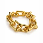 Gold Rectangular Link Chain Bracelet - handcrafted by Silverely