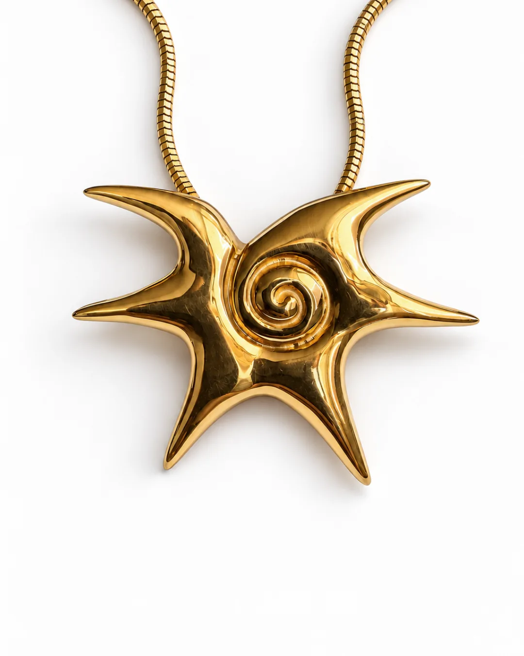 Gold Spiral Starburst Pendant Necklace - handcrafted by Silverely