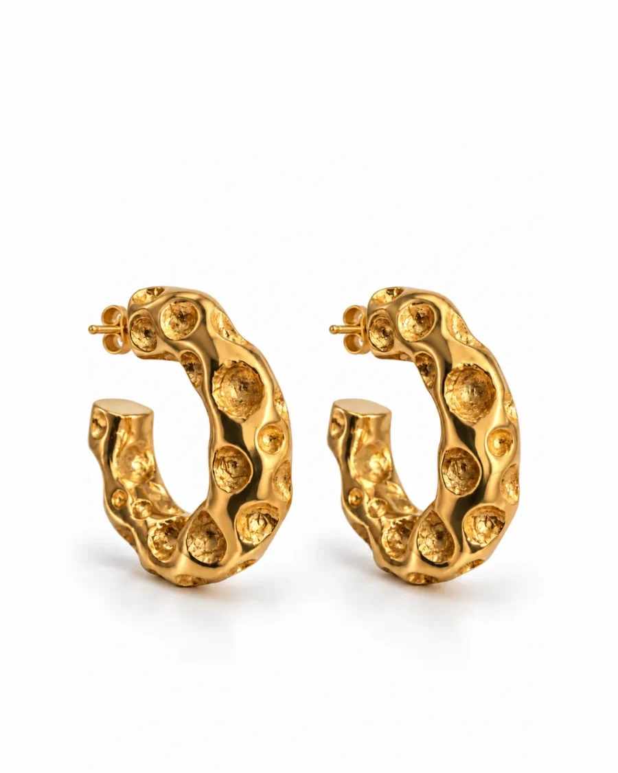 Hammered Organic Gold Hoop Earrings Hammered Organic Gold Hoop Earrings - handcrafted by Silverely