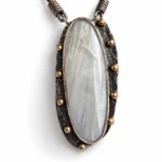 Moonstone Oxidized Silver Oval Pendant Necklace - handcrafted by Silverely