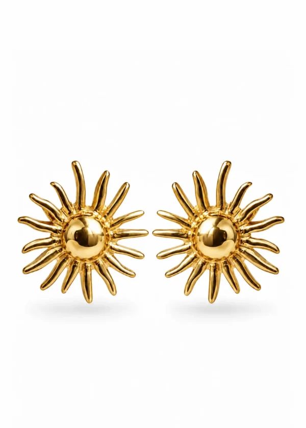 Sunburst Gold Stud Earrings - handcrafted by Silverely
