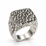 Textured Nugget Silver Signet Ring - handcrafted by Silverely