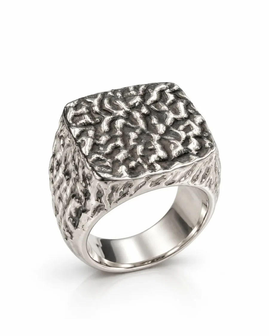 Textured Nugget Silver Signet Ring Textured Nugget Silver Signet Ring - handcrafted by Silverely