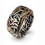 Woven Copper & Silver Wide Band Ring - handcrafted by Silverely